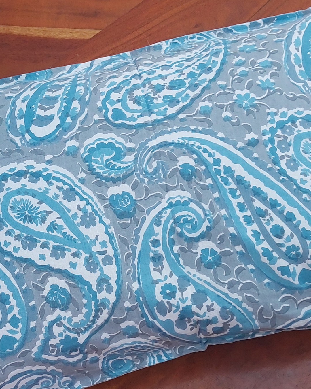 Cotton Pillow Cover Grey  Paisley Print