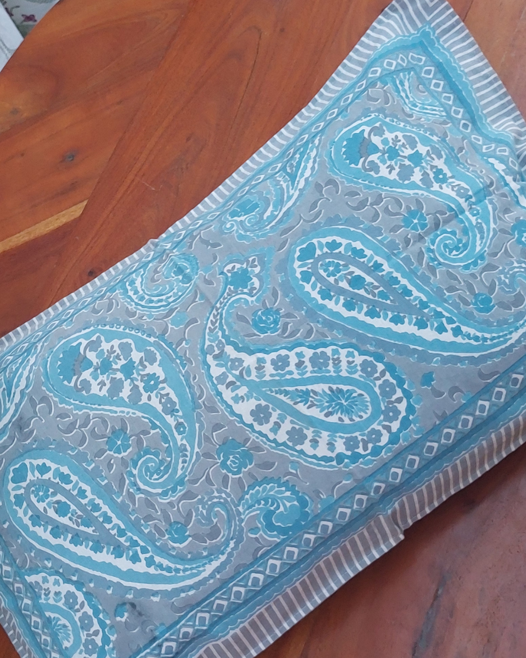 Cotton Pillow Cover Grey  Paisley Print