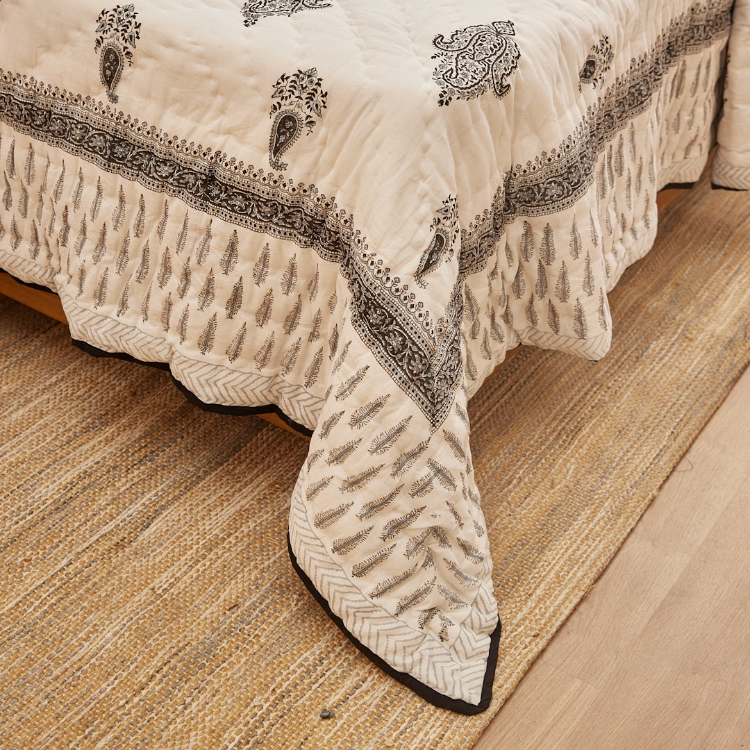 Cotton Jaipuri Razai Pine Leaf Boota Block Print
