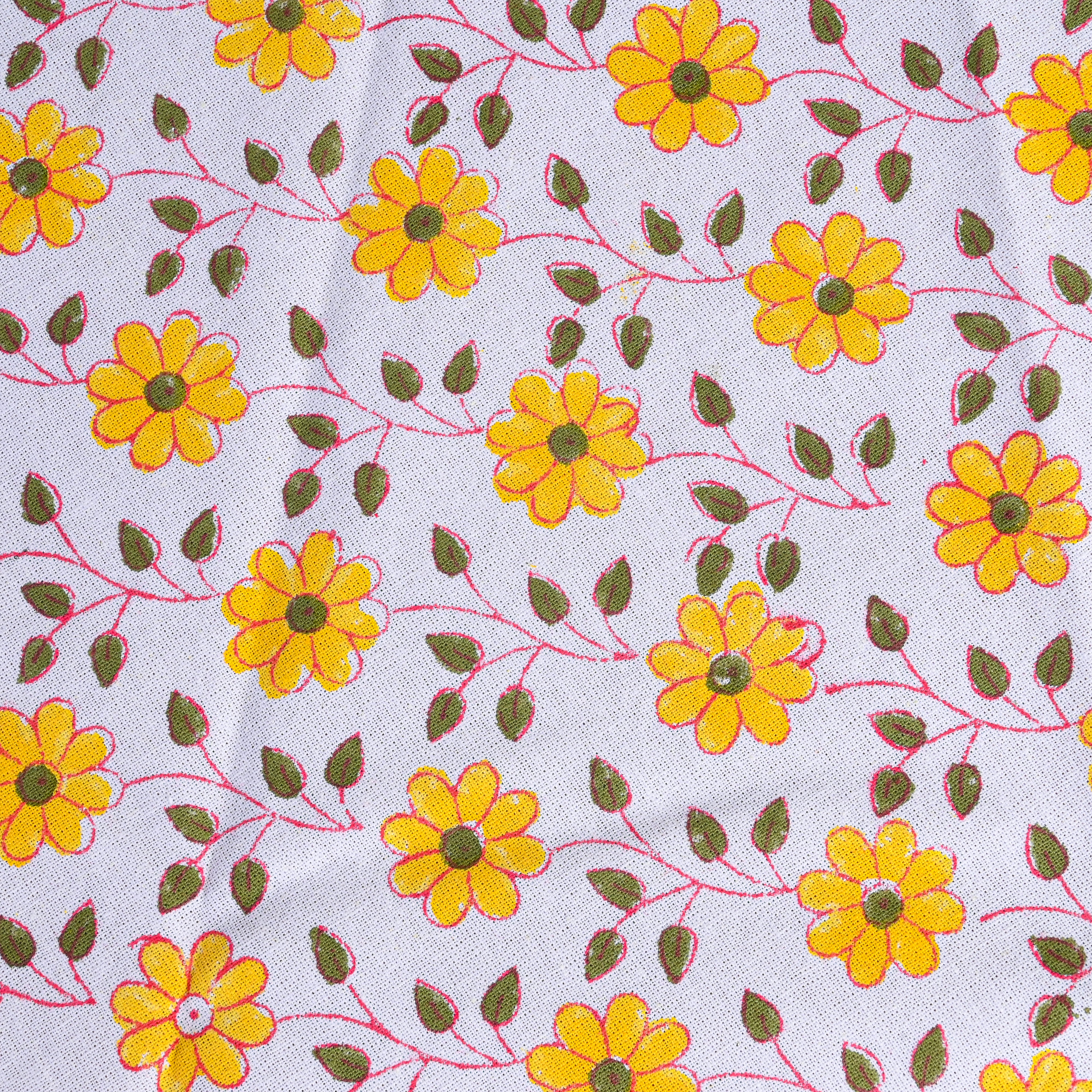 Cotton Table Cover Yellow Sunny Hop Floral Hand Block Print