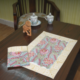 Canvas Table Mat And Napkin Red-Grey Floral Jaal Block Print