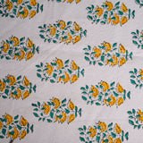 Canvas Table Runner Green Gerbera Floral Block Print