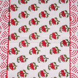 Canvas Table Runner Red Celosia Floral Block Print