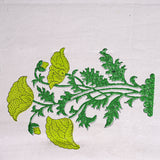 Canvas Table Runner Green Cockscomb Floral Block Print