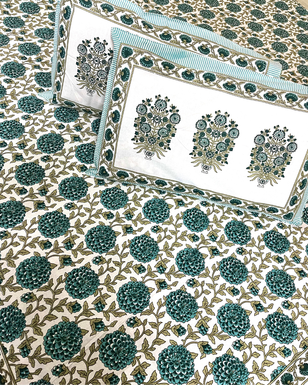 Cotton Double Bedsheet Floral Jaal Print