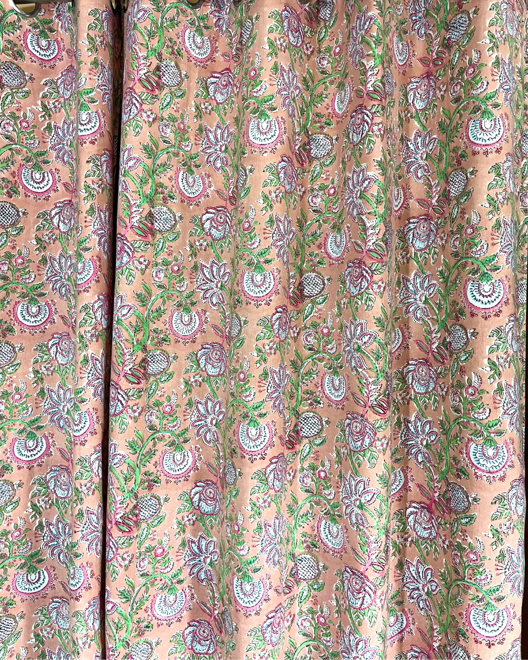 Cotton Curtain Peach Pink leaf  Jaal Block Print