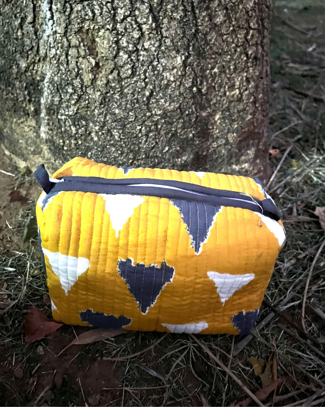 Yellow Grey Triangles Beauty Utility Pouch Single Pcs