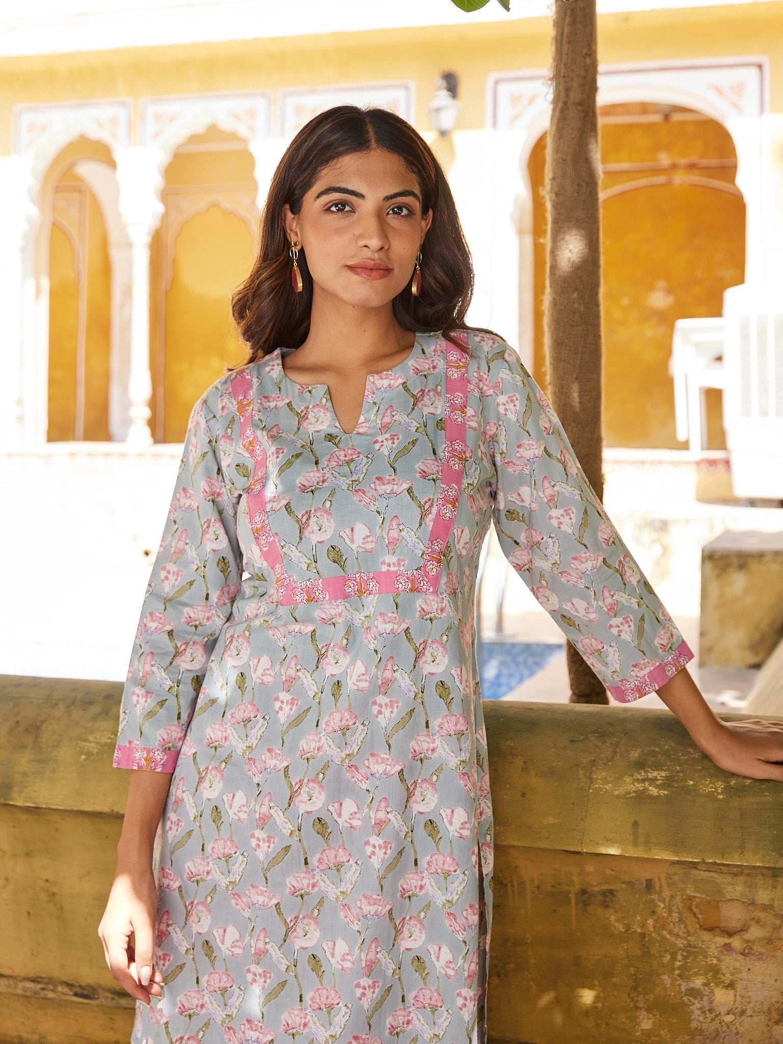 Cotton Storm Cloud Grey Women's Long Kurti