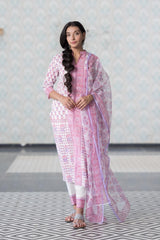 Lavender Pure Cotton Hand Block Printed Kurta Pant Dupatta Set (6848593428579)