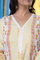 Warm Love Pure Cotton Hand Block Printed Kurta Pant Dupatta Set (6848593363043)