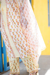 Warm Love Pure Cotton Hand Block Printed Kurta Pant Dupatta Set (6848593363043)