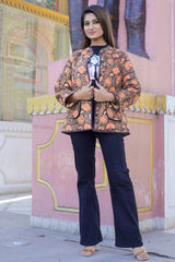 Old Gold Quilted Full-Sleeve Reversible Jacket
