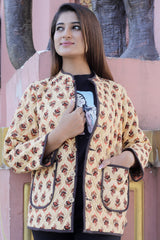Old Gold Quilted Full-Sleeve Reversible Jacket