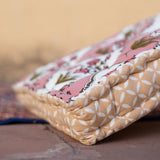 Cotton Floor Cushion Square Pink Green Mughal Jaali Print