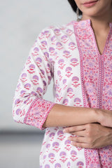 Lavender Pure Cotton Hand Block Printed Kurta Pant Dupatta Set (6848593428579)