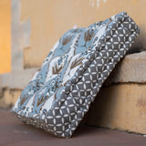 Cotton Floor Cushion Square Grey Brown Mughal Jaali Print