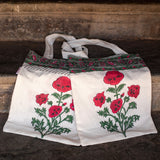Pink Floral Buta with Border Cotton Shopping Bag