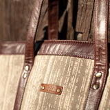 Grey Geometric Leather Handbag