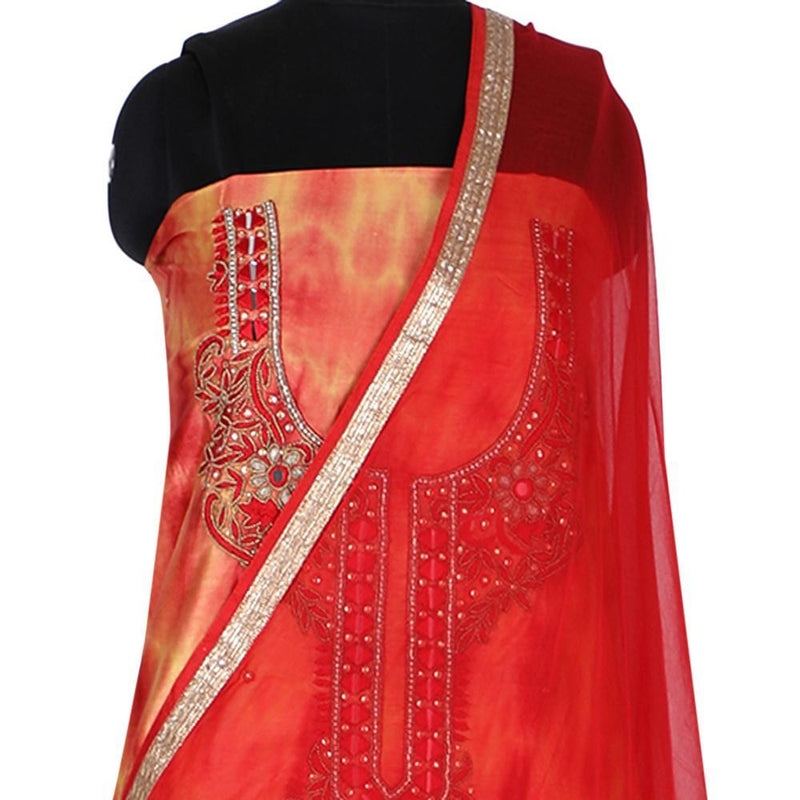 Chanderi Shibori Hand Work Suit Dress Material (152481169434)
