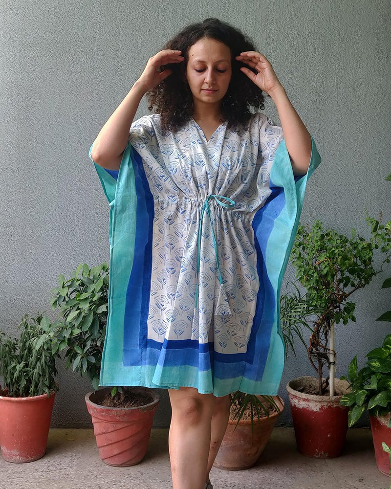 'Jade Rose' Handblock Printed Cotton Window Curtain