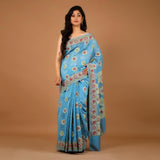 Gadhwal Silk Bandhej Sari with Zari Border (297936781352)