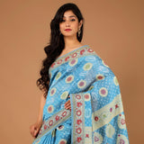 Gadhwal Silk Bandhej Sari with Zari Border (297936781352)