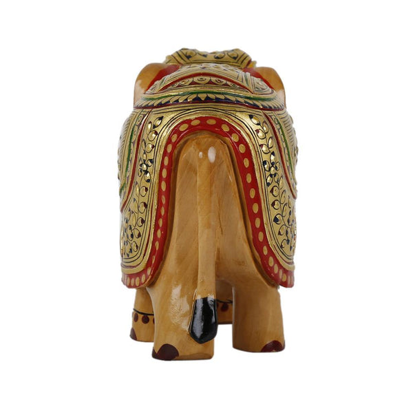 Handicraft Wood Carving Gold Painted Elephant 4" (5522380545)