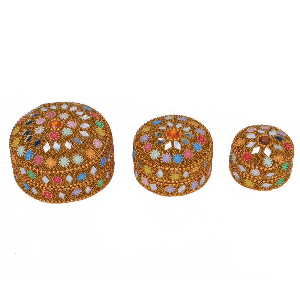 Lakh Work Storage Box Round 3 pc Set (6383935297)