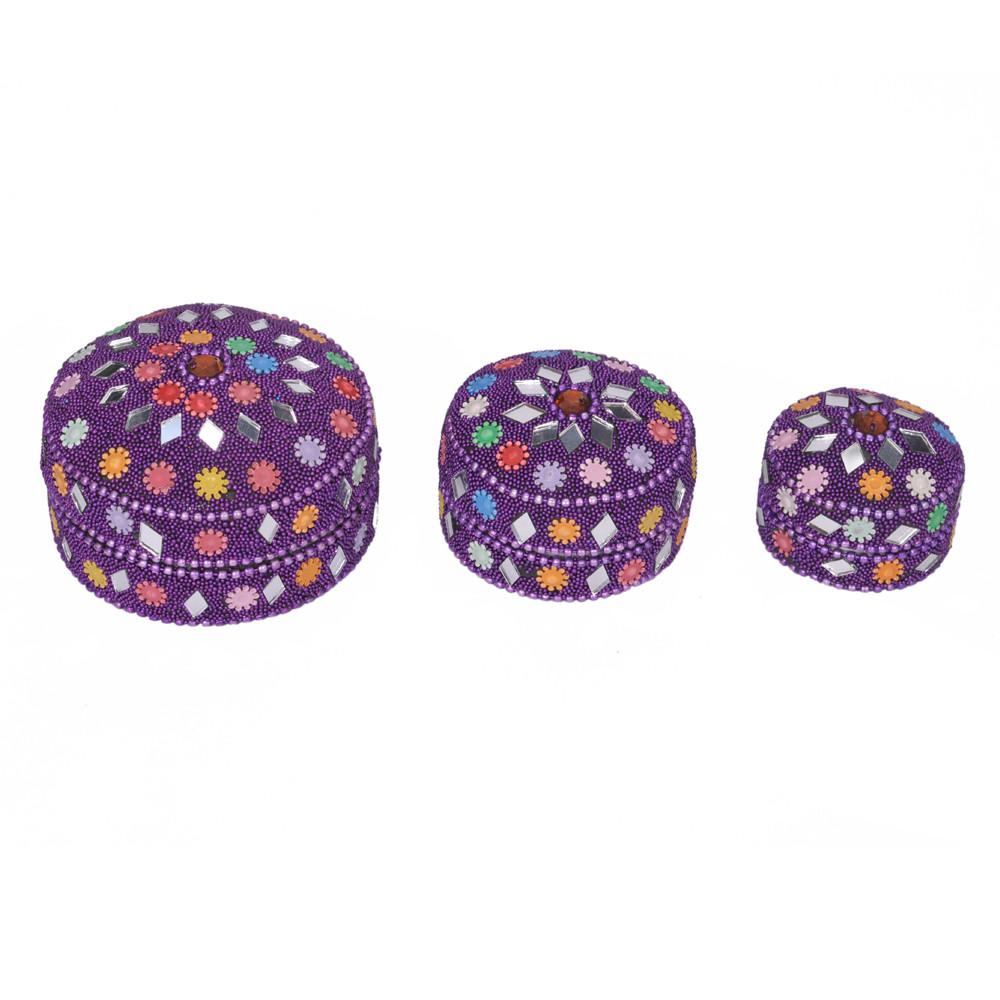 Lakh Work Storage Box Round 3 pc Set (6383935297)