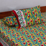 Cotton King Size Bedsheet Red Yellow Floral Paintbrush Block Print 1 (6630569574499)