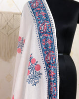 Cotton Unstitched Suit Cotton Dupatta Light Blue Floral Block Print 2 (6752925483107)