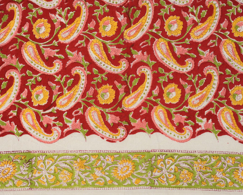 Cotton Unstitched Suit Cotton Dupatta Red Yellow Paisley Block Print 1 (6721582268515)