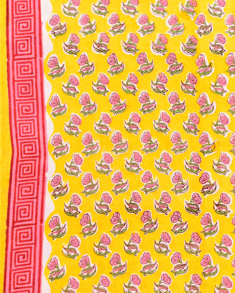 Cotton Unstitched Suit Cotton Dupatta Yellow Pink Booti Block Print 3 (6741644836963)