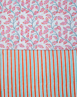 Cotton Unstitched Suit with Kota Doria Dupatta Pink Leaves Block Print 2 (6800593191011)
