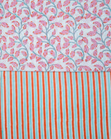 Cotton Unstitched Suit with Kota Doria Dupatta Pink Leaves Block Print 2 (6800593191011)