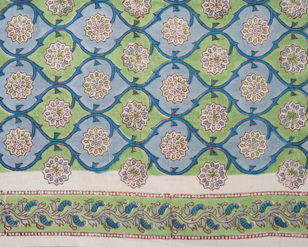 Cotton Unstitched Suit Kota Doria Dupatta Blue Green Jaali Block Print 3 (6721583022179)