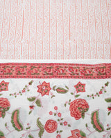 Cotton Unstitched Suit Kota Doria Dupatta Pink Green Floral Block Print (6768892215395)