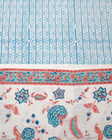 Cotton Unstitched Suit Kota Doria Dupatta Light Blue Floral Block Print (6768892248163)