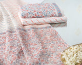 Cotton Unstitched Suit Kota Doria Dupatta Red Blue Jaal Block Print (6741645426787)