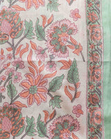 Cotton Unstitched Suit Kota Doria Dupatta Orange Green Jaal Block Print 3 (6752927613027)