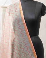 Cotton Unstitched Suit Kota Doria Dupatta Orange Green Jaal Block Print 2 (6752927776867)