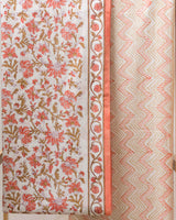 Cotton Unstitched Suit Kota Doria Dupatta Orange Green Jaal Block Print 1 (6752927776867)