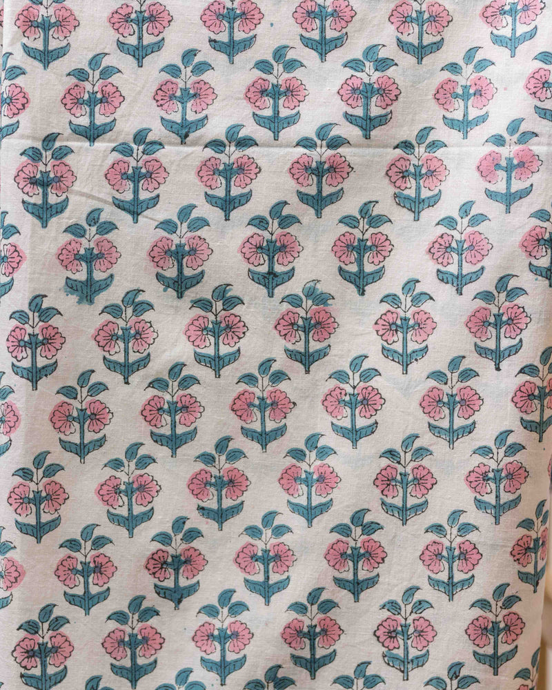 Cotton Unstitched Suit Kota Doria Dupatta Light Brown Booti Block Print 4 (6752927809635)