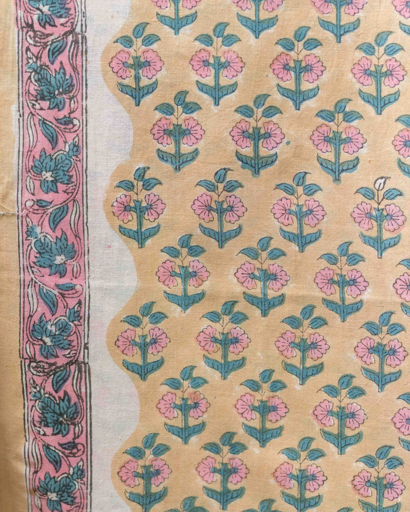 Cotton Unstitched Suit Kota Doria Dupatta Light Brown Booti Block Print 4 (6752927809635)
