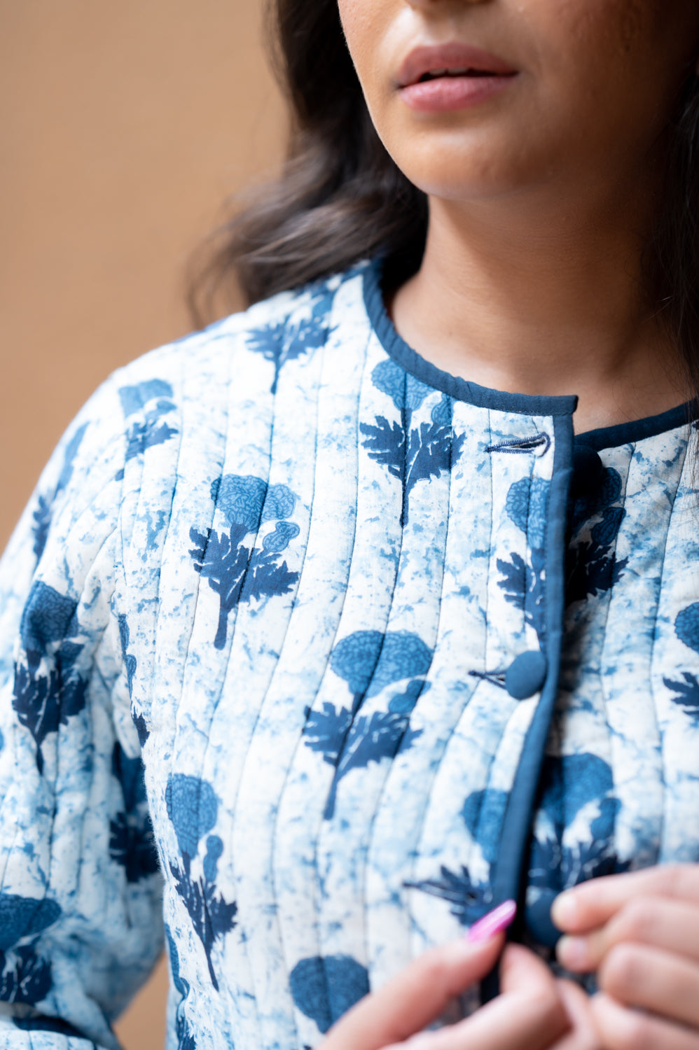 Indigo Quilted Short Full Sleeve Jacket (6840075616355)