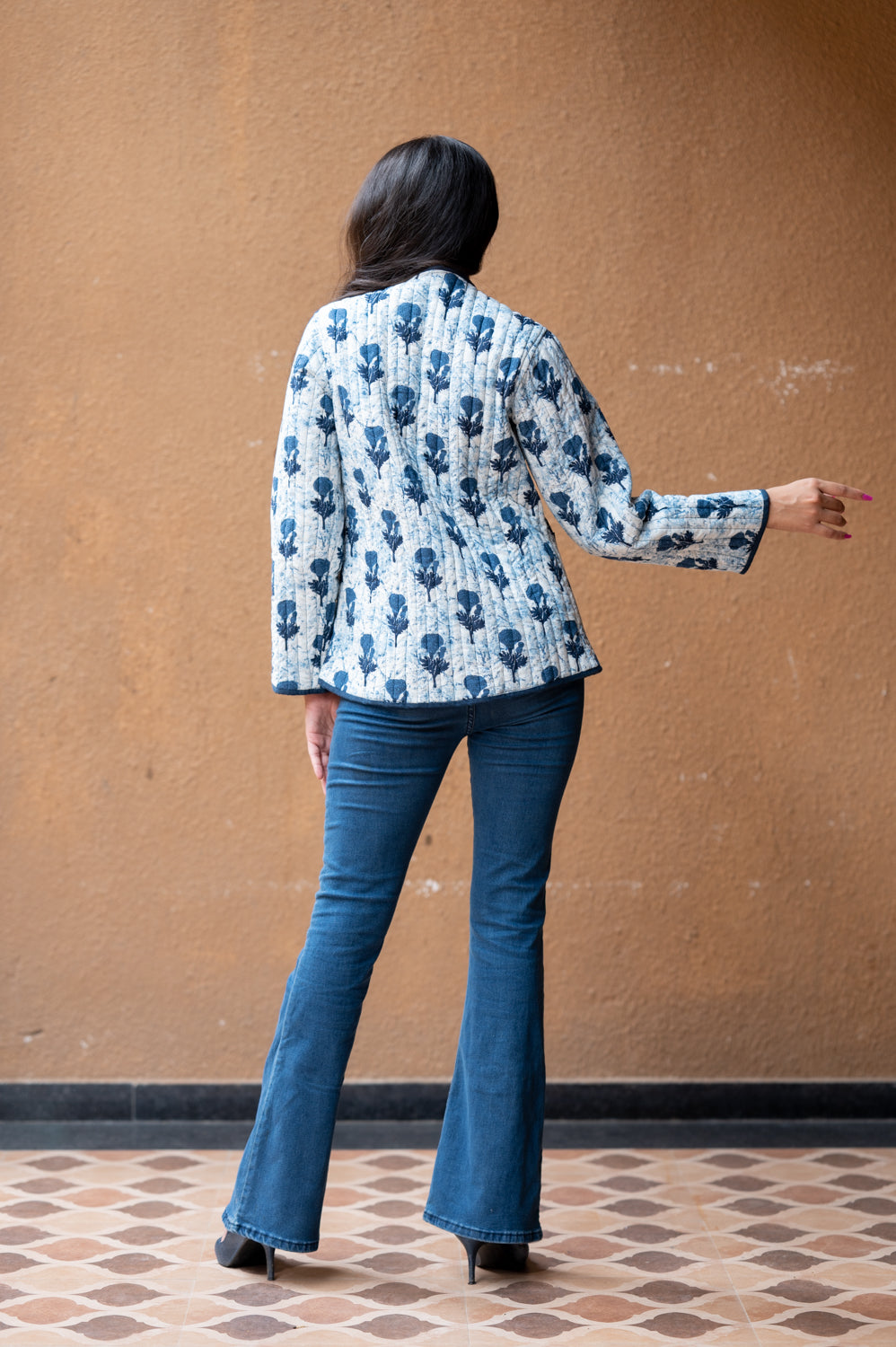 Indigo Quilted Short Full Sleeve Jacket (6840075616355)