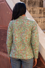Cotton Quilted Reversible Full-SleeveJacket | Green & Pink