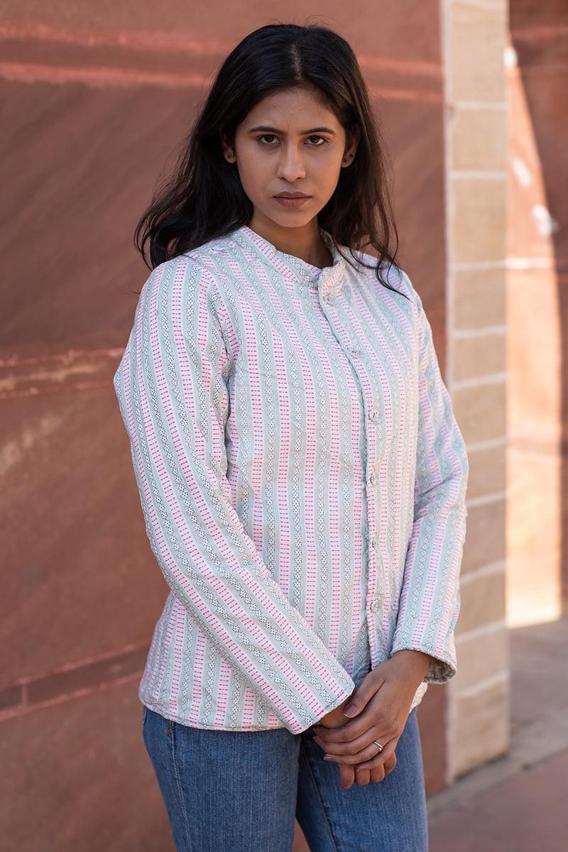 Cotton Reversible Quilted Jacket | Pink & Green