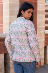 Cotton Reversible Quilted Jacket | Pink & Green