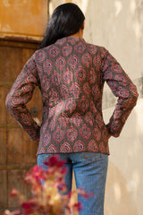 Cotton Quilted Reversible Full-Sleeve Jacket | Brown & Brick Red